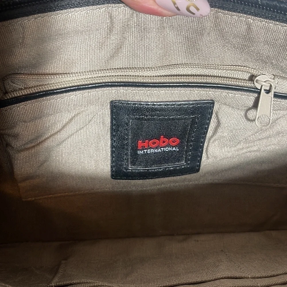 Hobo black leather long clutch zip up bag *